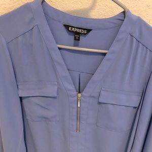 Lavender Express blouse with zipper detail